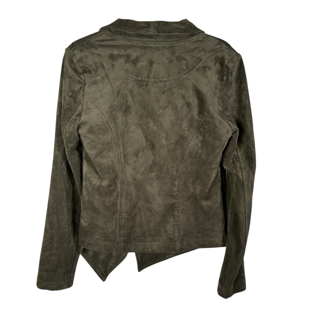 Lulu's Wild At Heart Olive Green Suede Moto Jacket Asymmetrical Zip Up Small - Picture 6 of 9